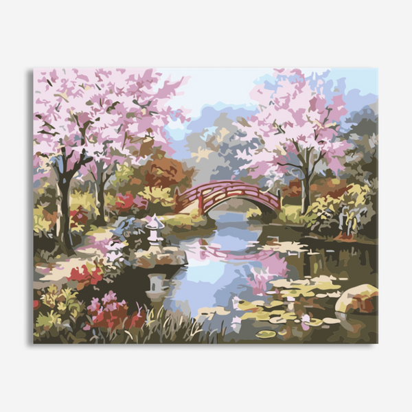 Cherry Blossom Bridge - Paint By Number Kit