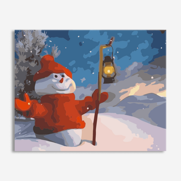 Christmas Cartoon Snowman - Paint By Number Kit