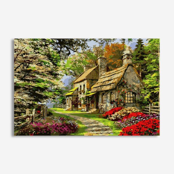 Country Cottage Scenery - Paint By Number Kit