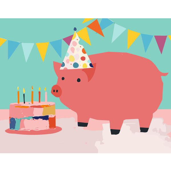 Birthday Piggy Party – Kids Paint by Numbers Kit | 20