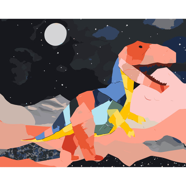 Sleepy T-Rex Under the Stars – Paint by Numbers Kit | 20