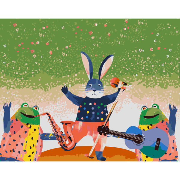 Rabbit and Frogs Jam Session – Paint by Numbers Kit | 20