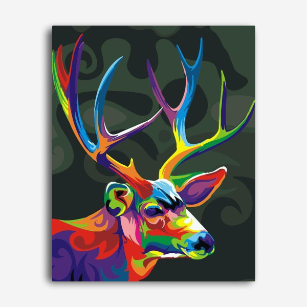 Colorful Deer Head - Paint By Number Kit 
