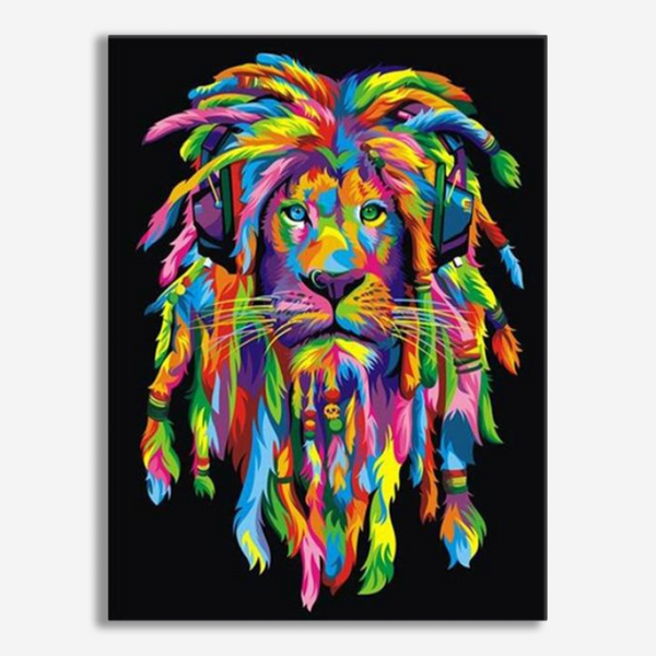 Colorful Lion Abstract - Paint By Number Kit