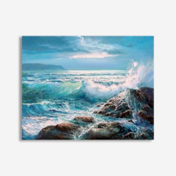 Waves Crashing On Rocks - Paint By Numbers Kit